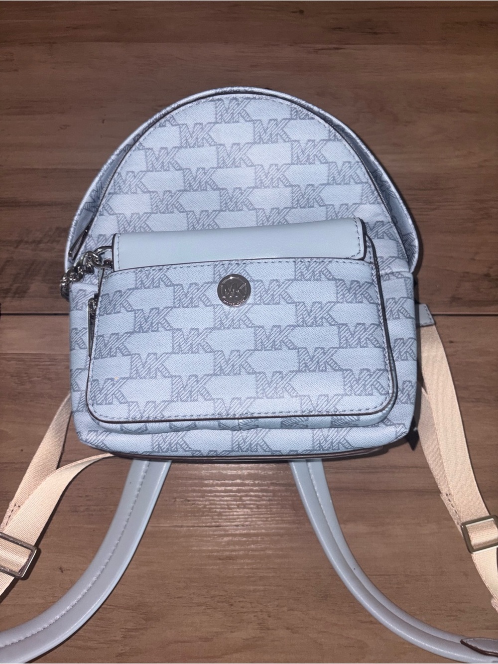 Michael Kors Light Blue MK Logo Mini Backpack